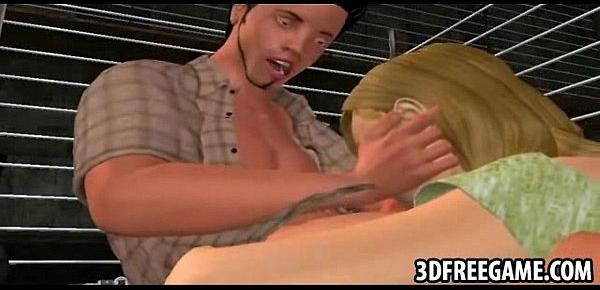  Hot whores are sucking a 3D guys big dick